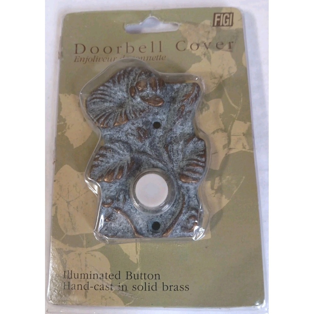 Doorbell Cover Floral Hand-cast Solid Brass Illuminated‎ Button Figi Bee Brand